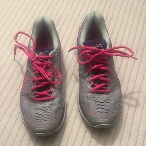 ASICS  Women's Gray and Pink Athletic Shoes